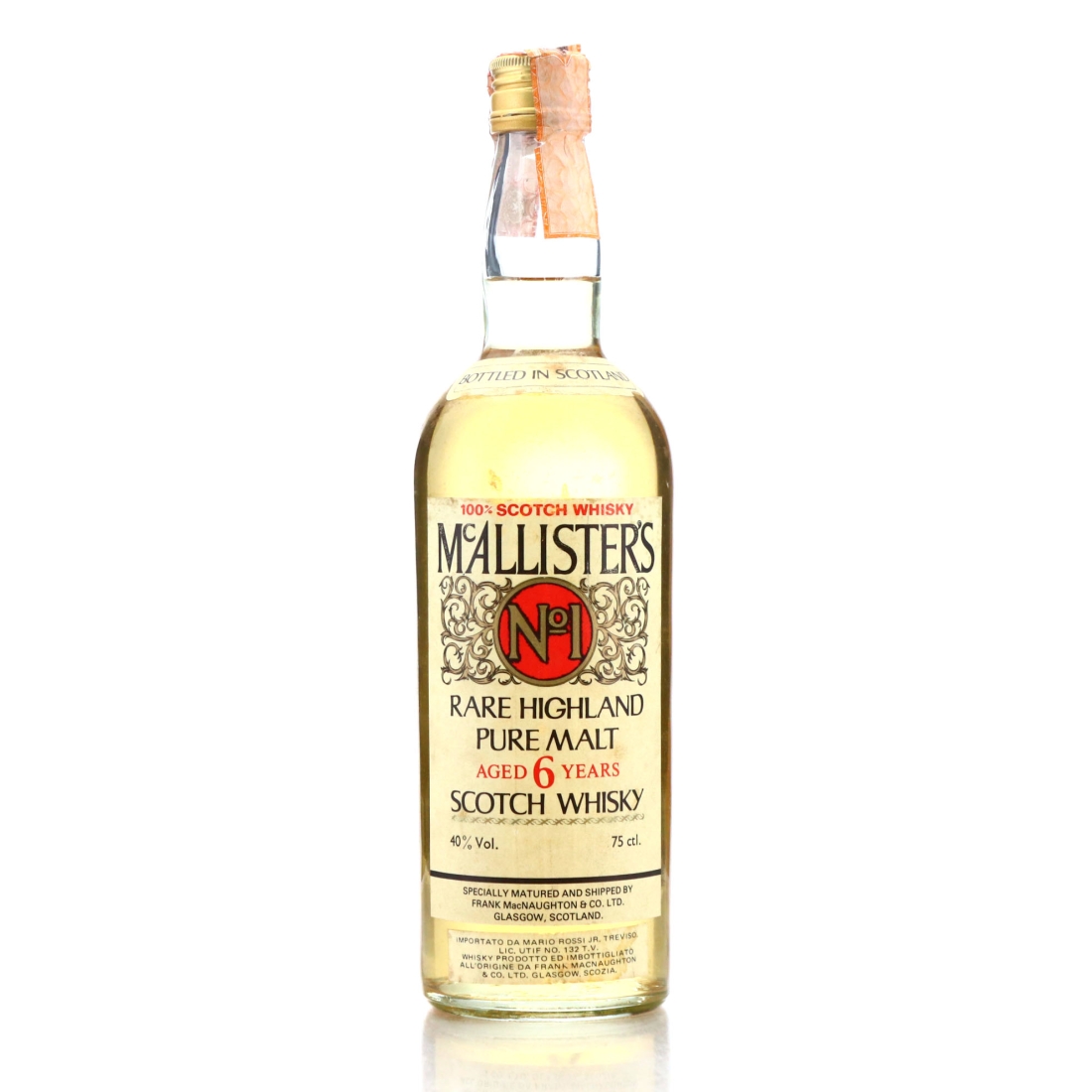 McAllisters 6 Year Old No.1 Rare Highland Pure Malt 1980s
