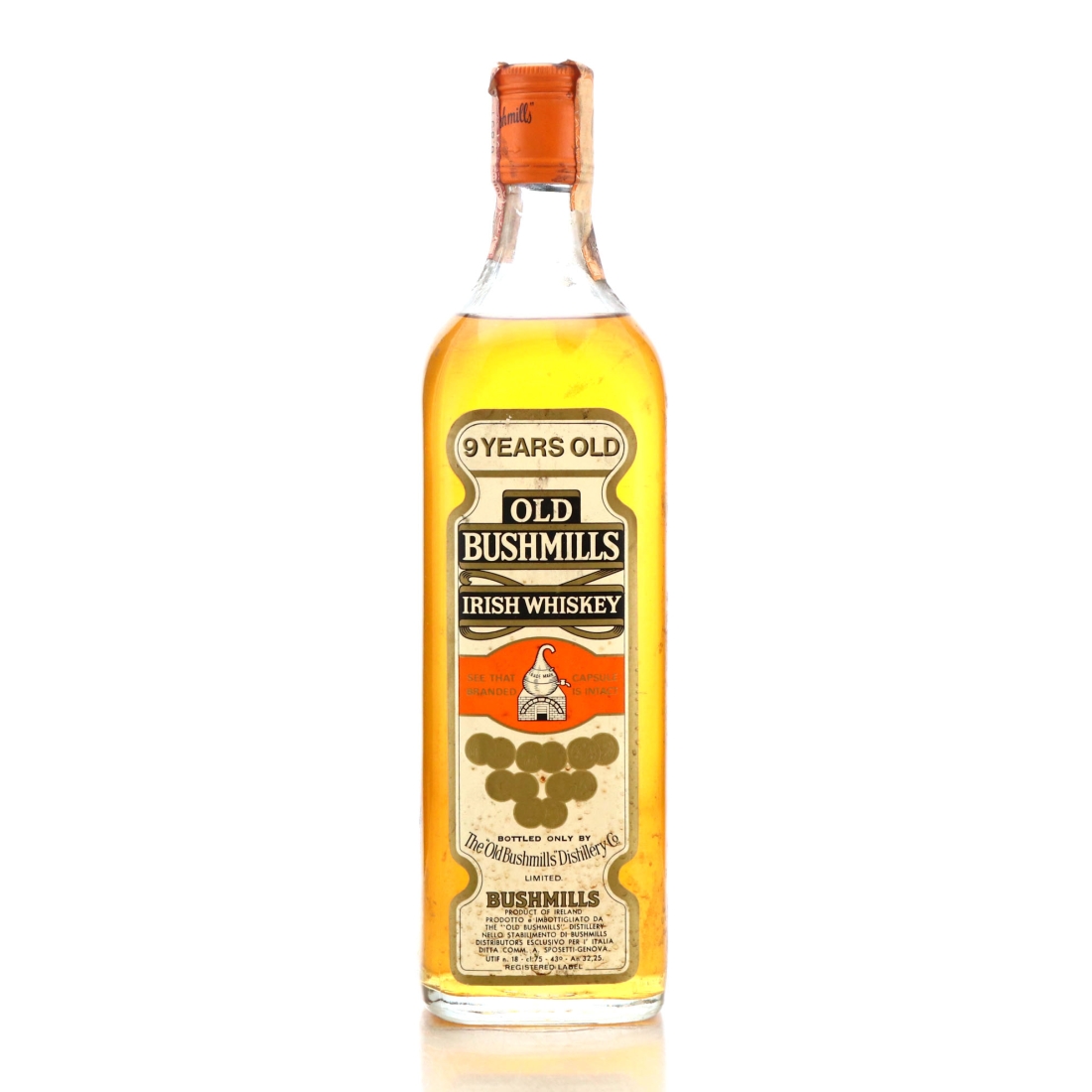 Old Bushmills 9 Year Old Irish Whiskey 1960s / Sposetti Import