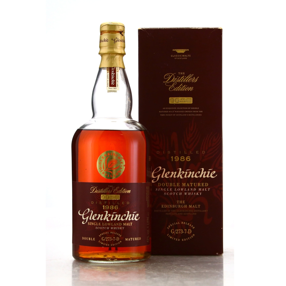 Glenkinchie 1986 Distillers Edition G/273-7-D 1 Litre / Inaugural Release
