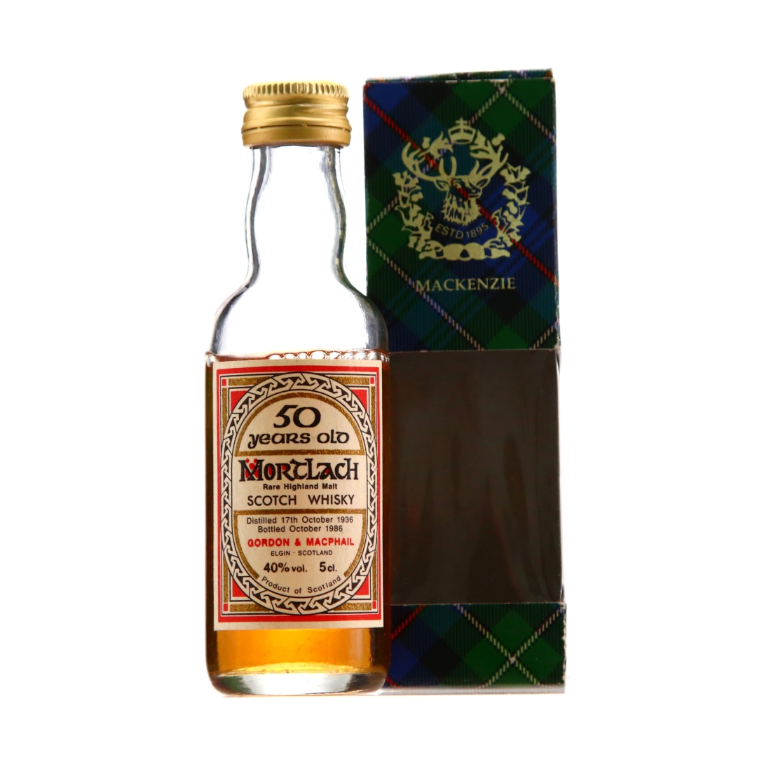 Mortlach 1936 Gordon and MacPhail 50 Year Old 'Book of Kells' Miniature