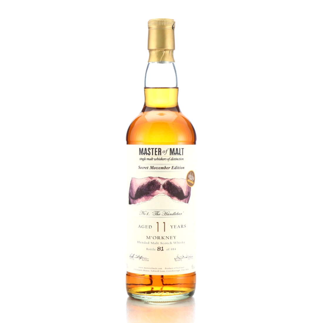 M'Orkney 11 Year Old Master of Malt / Movember 2009 - No.1 The Handlebar