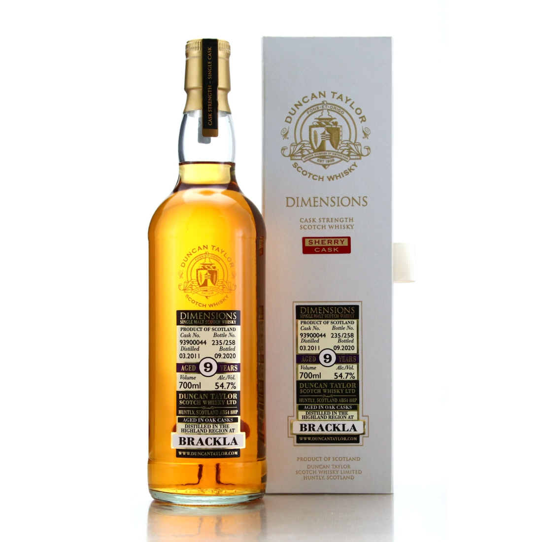 Royal Brackla 2011 Duncan Taylor 9 Year Old Dimensions Sherry Cask