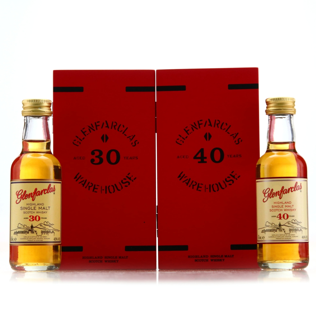 Glenfarclas 30 Year Old & 40 Year Old Warehouse Box 2 x Miniature