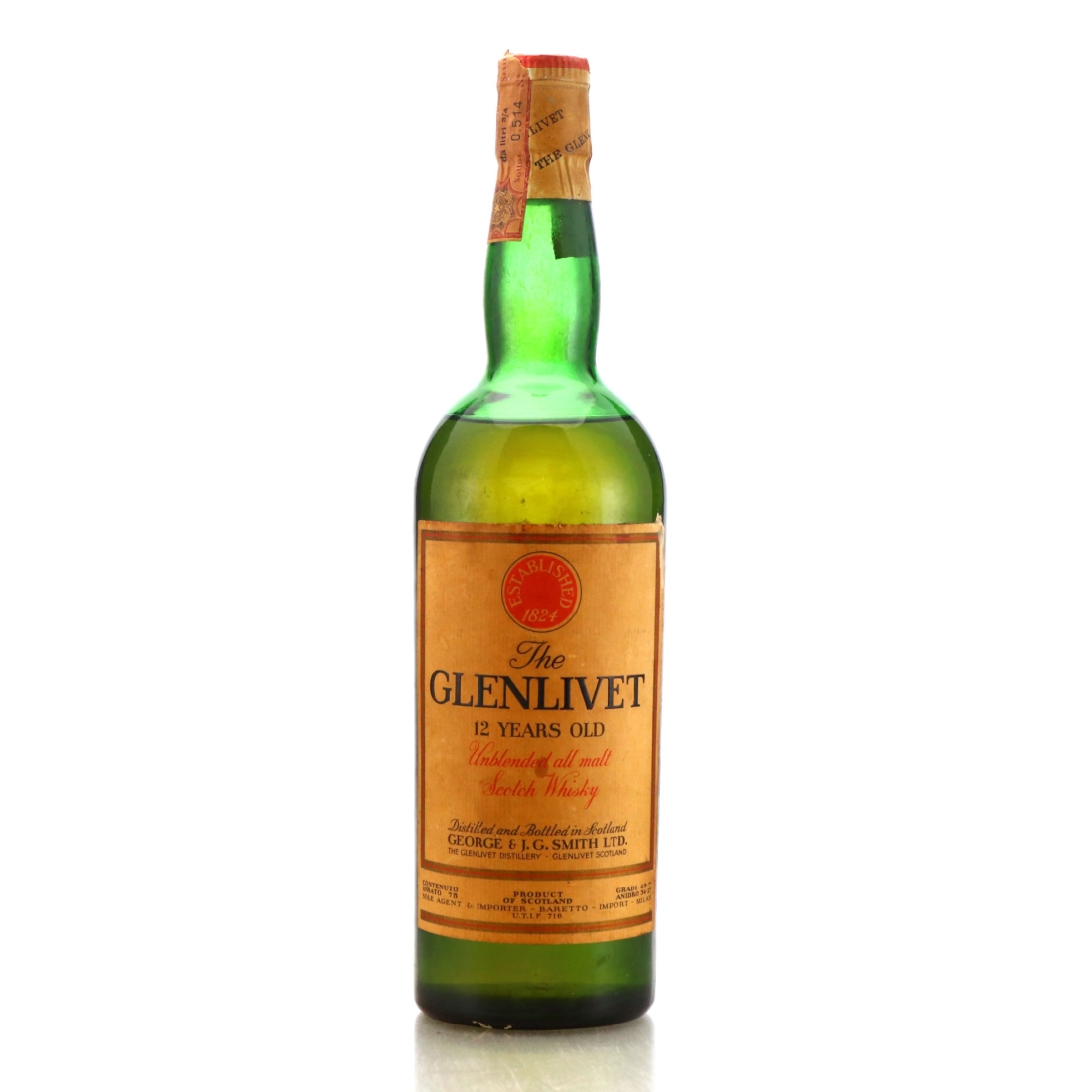 Glenlivet 12 Year Old 1960s / Baretto Import