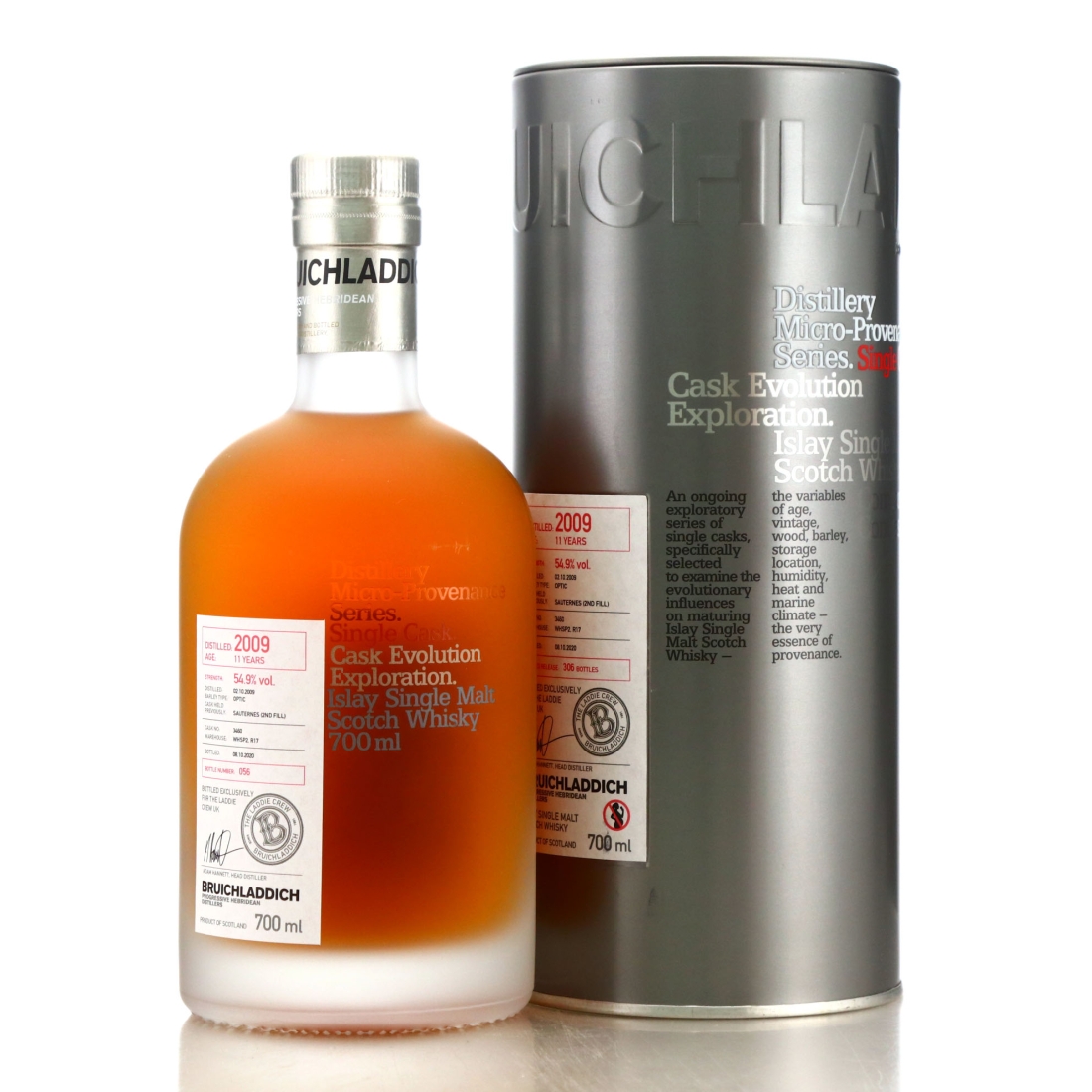 Bruichladdich 2009 Micro Provenance Single Cask 11 Year Old #3460 / UK Laddie Crew