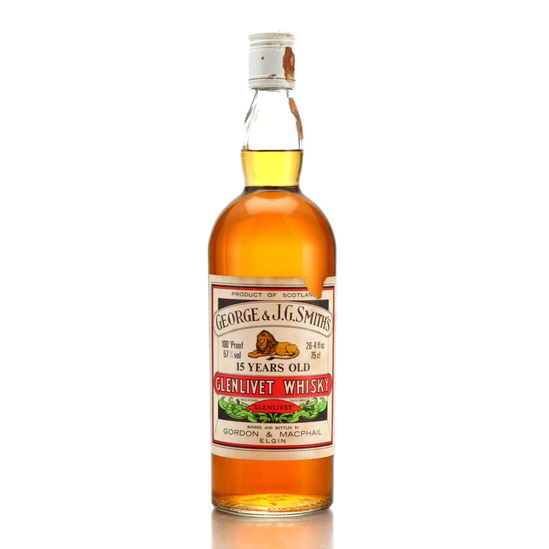 Glenlivet 15 Year Old Gordon and MacPhail 100 Proof 1980s