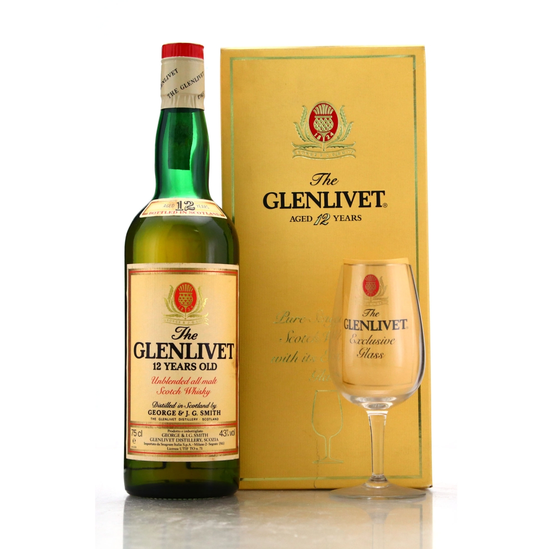 Glenlivet 12 Year Old 1980s Gift Pack / Seagram Italia Import