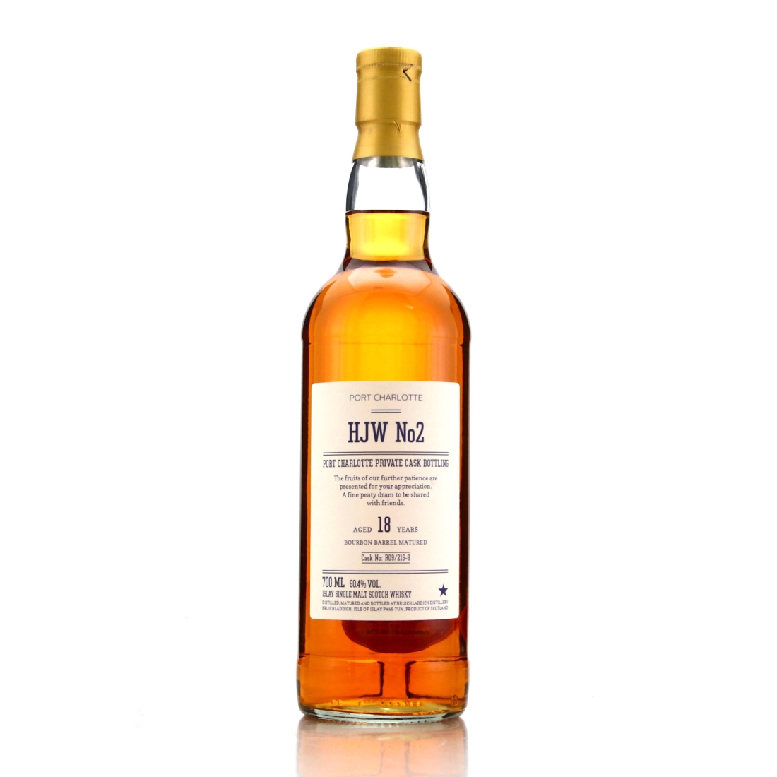 Port Charlotte 2001 Private Bourbon Cask 18 Year Old #216-8 / HJW No.2