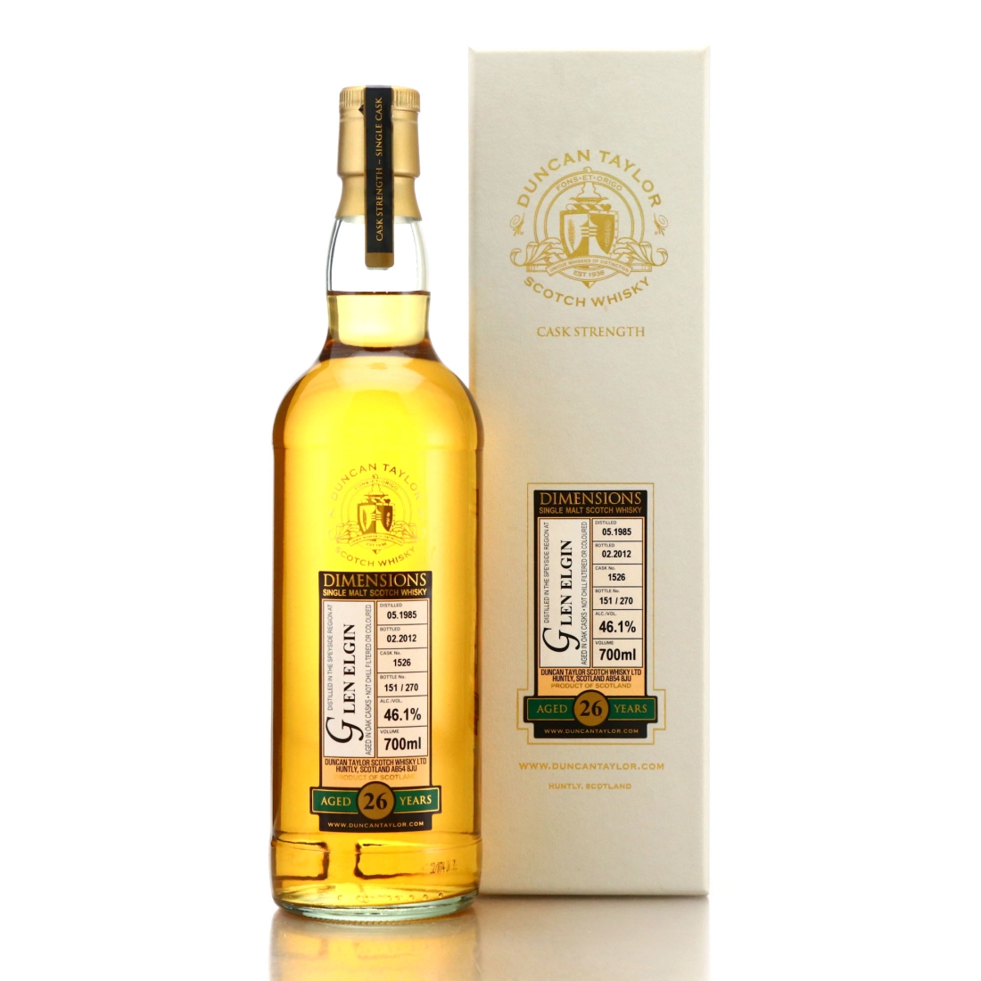 Glen Elgin 1985 Duncan Taylor 26 Year Old Dimensions