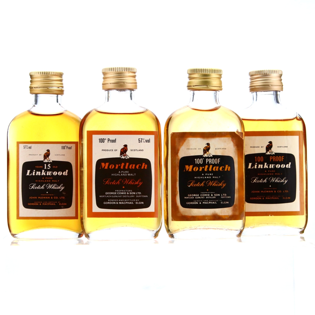 Gordon and MacPhail 100 Proof Miniature 1970-80s x 4