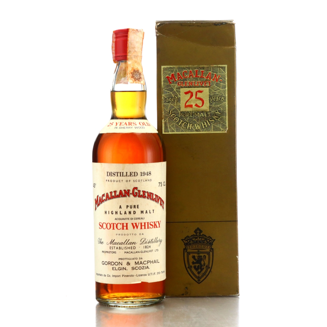 Macallan 1948 Gordon and MacPhail 25 Year Old / Co. Pinerolo Import
