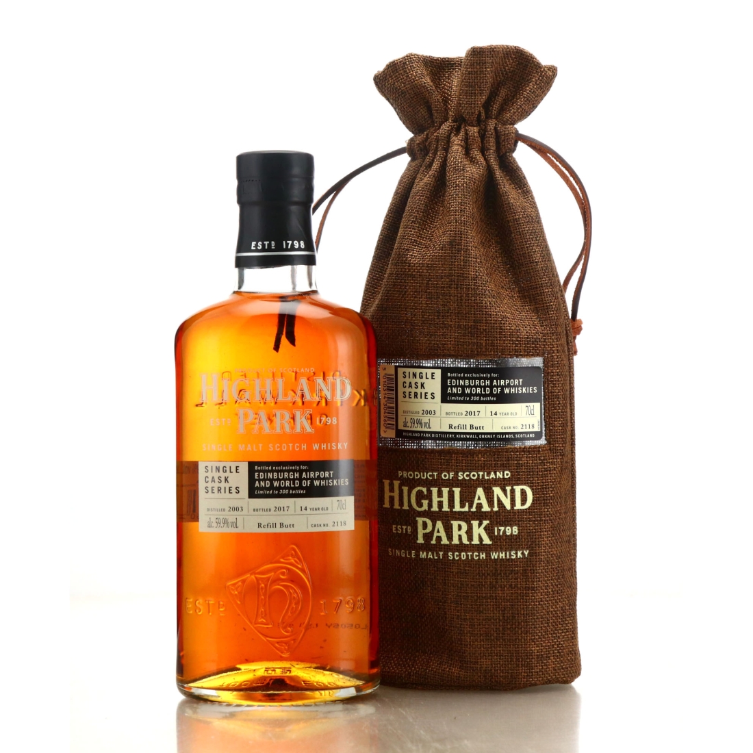 Highland Park 2003 Single Cask 14 Year Old #2118 / Edinburgh Airport and World of Whiskies