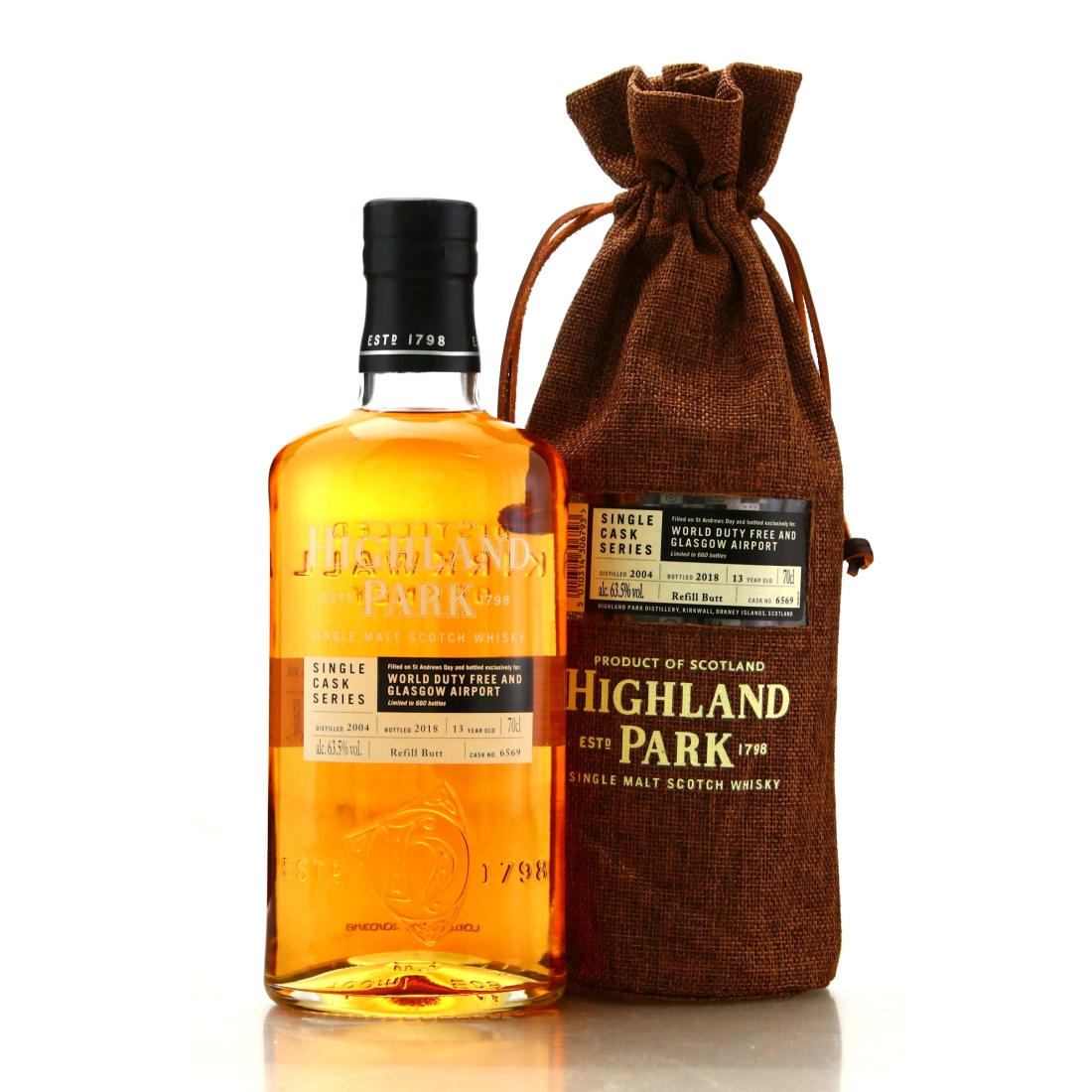 Highland Park 2004 Single Cask 13 Year Old #6569 / World Duty Free & Glasgow Airport
