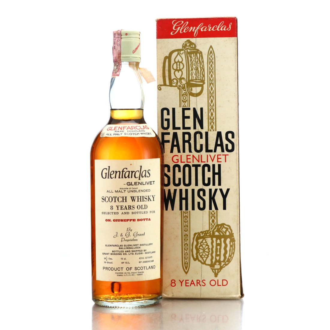 Glenfarclas 8 Year Old Grant Bonding Co for Giuseppe Botta 1970s / Co. Pinerolo Import