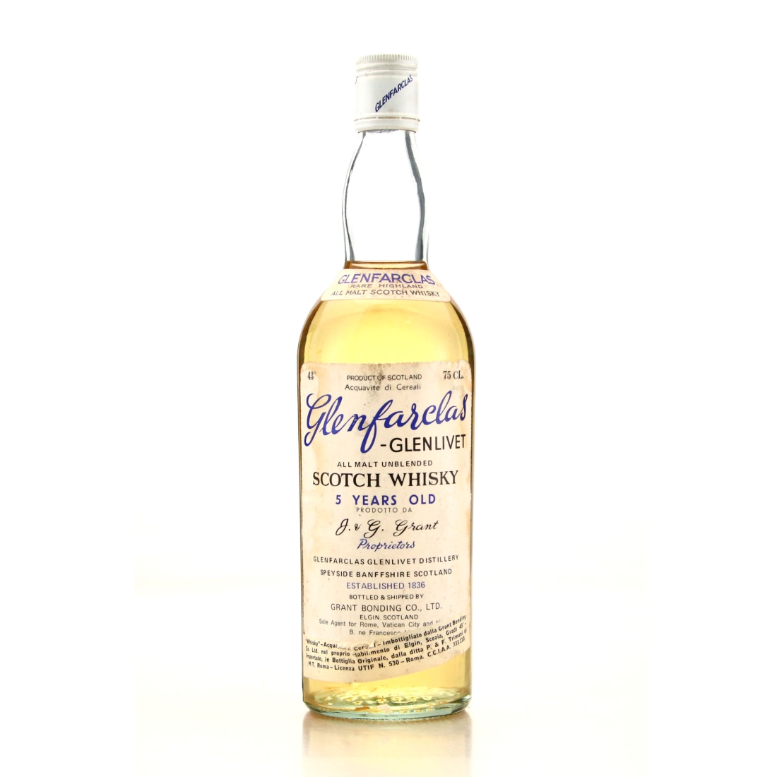 Glenfarclas 5 Year Old Grant Bonding Co 1970s / Co. Pinerolo Import