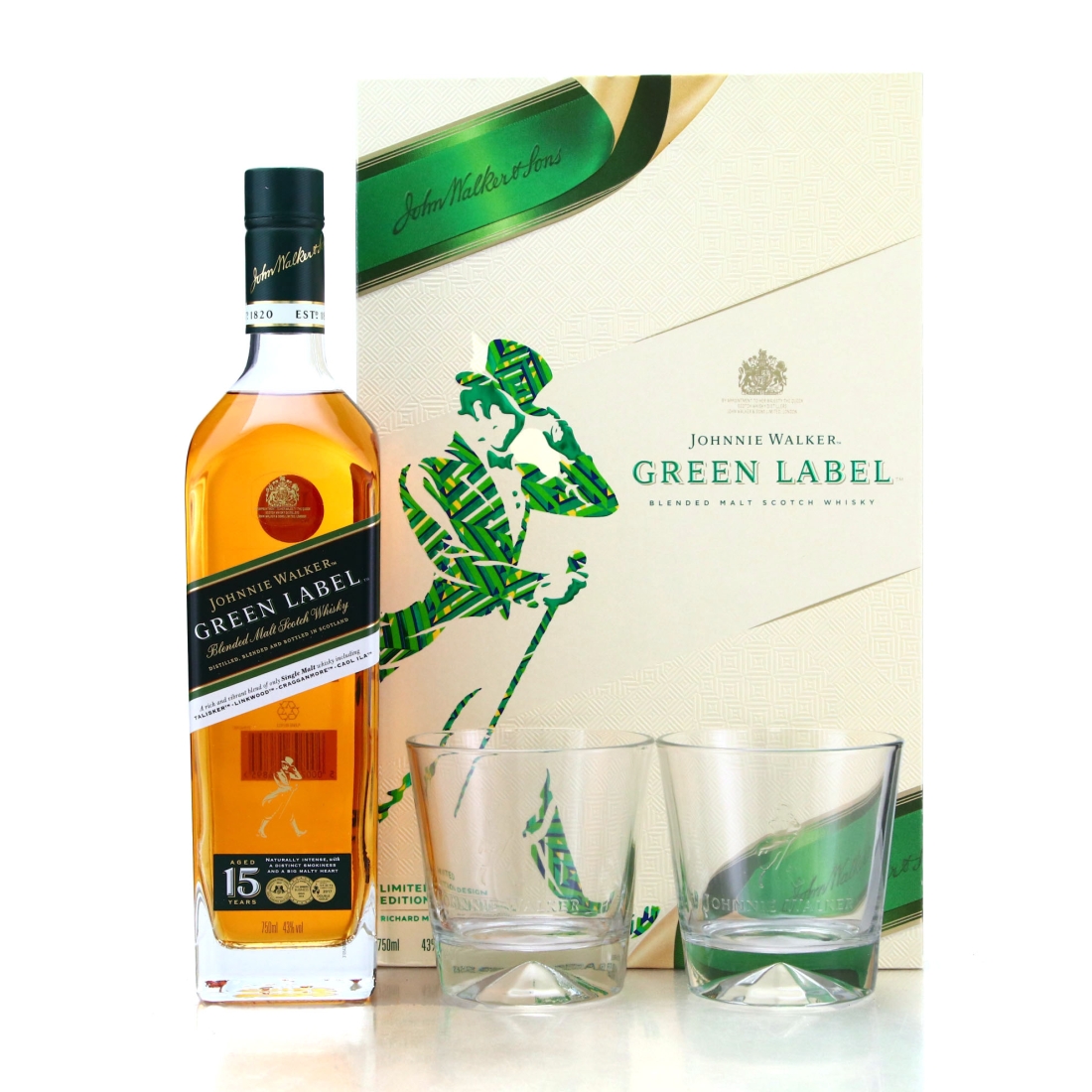 Johnnie Walker Green Label 15 Year Old Gift Pack 75cl