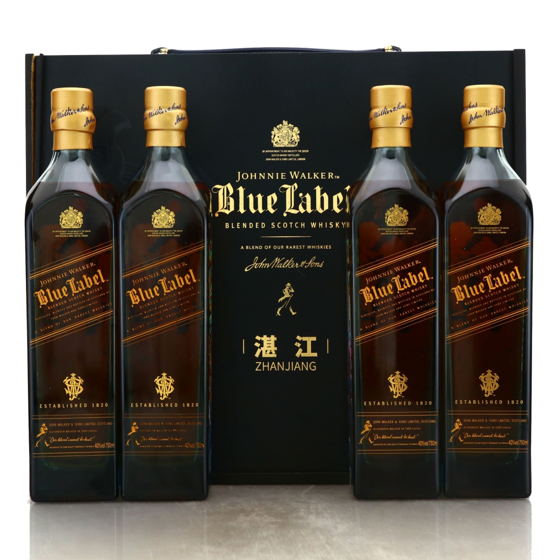 Johnnie Walker Blue Label Zhanjiang Limited Edition 4 x 75cl / with Wooden Suitcase