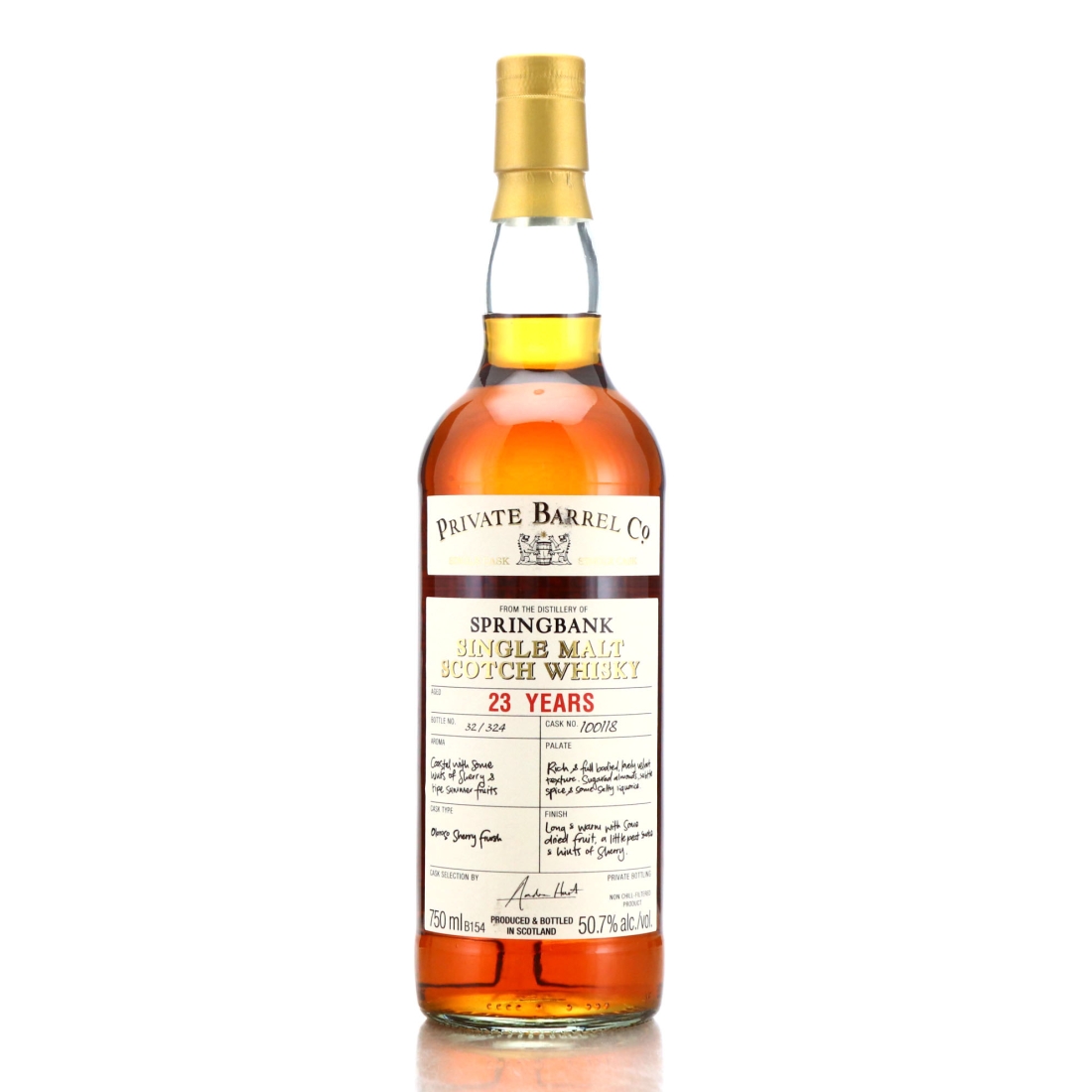 Springbank 23 Year Old Private Barrel Co. 75cl / SA Import