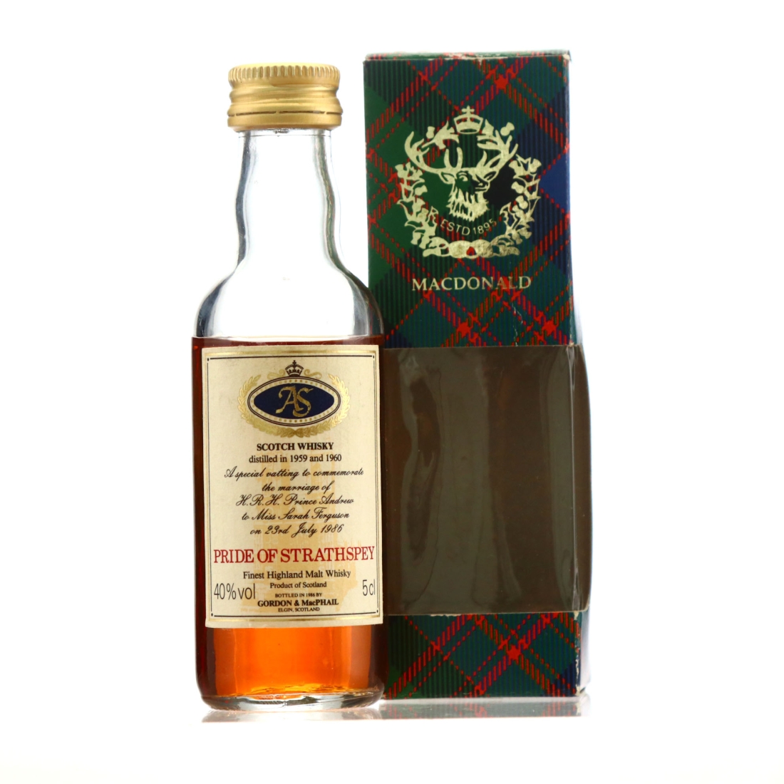 Pride of Strathspey 1959/1960 Gordon and MacPhail Royal Marriage 1986 Miniature 5cl