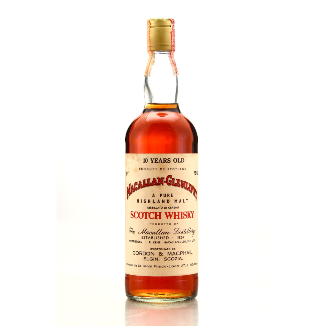 Macallan 10 Year Old Gordon and MacPhail 57% 1980s / Co. Pinerolo Import