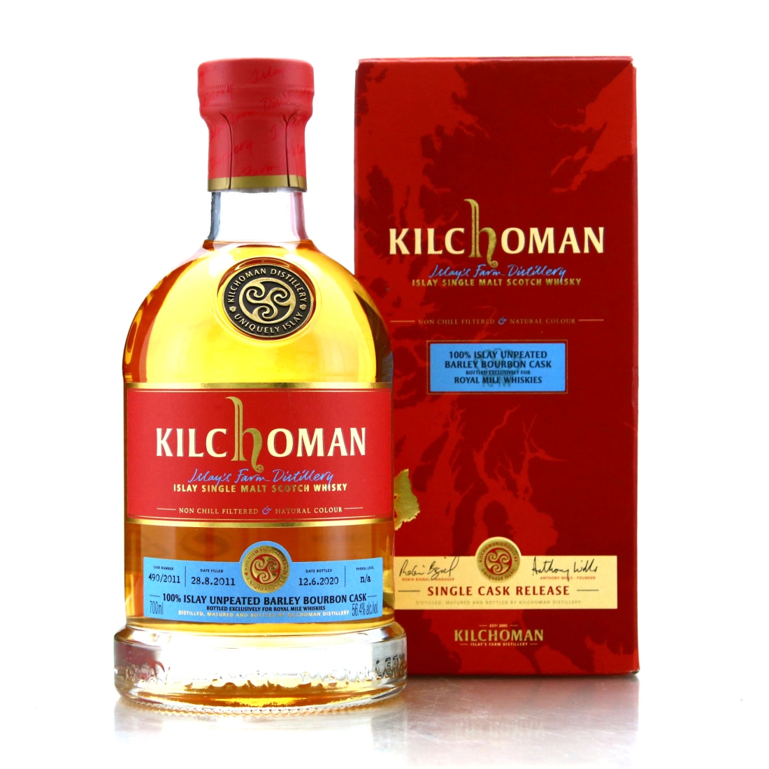 Kilchoman 2011 100% Islay Unpeated Single Bourbon Cask #490 / RMW