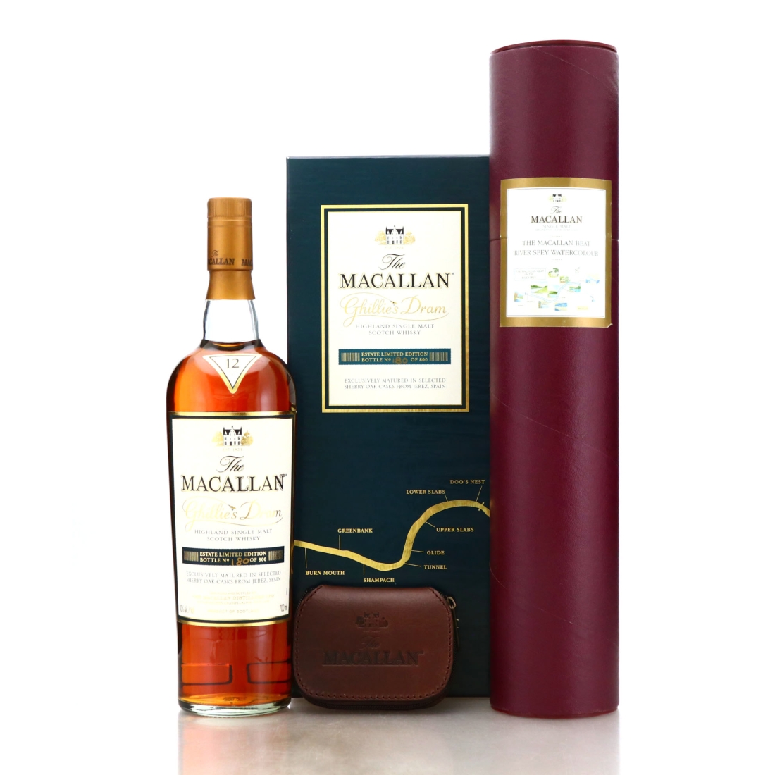 Macallan 12 Year Old Ghillie's Dram / with Map & Fishing Flies