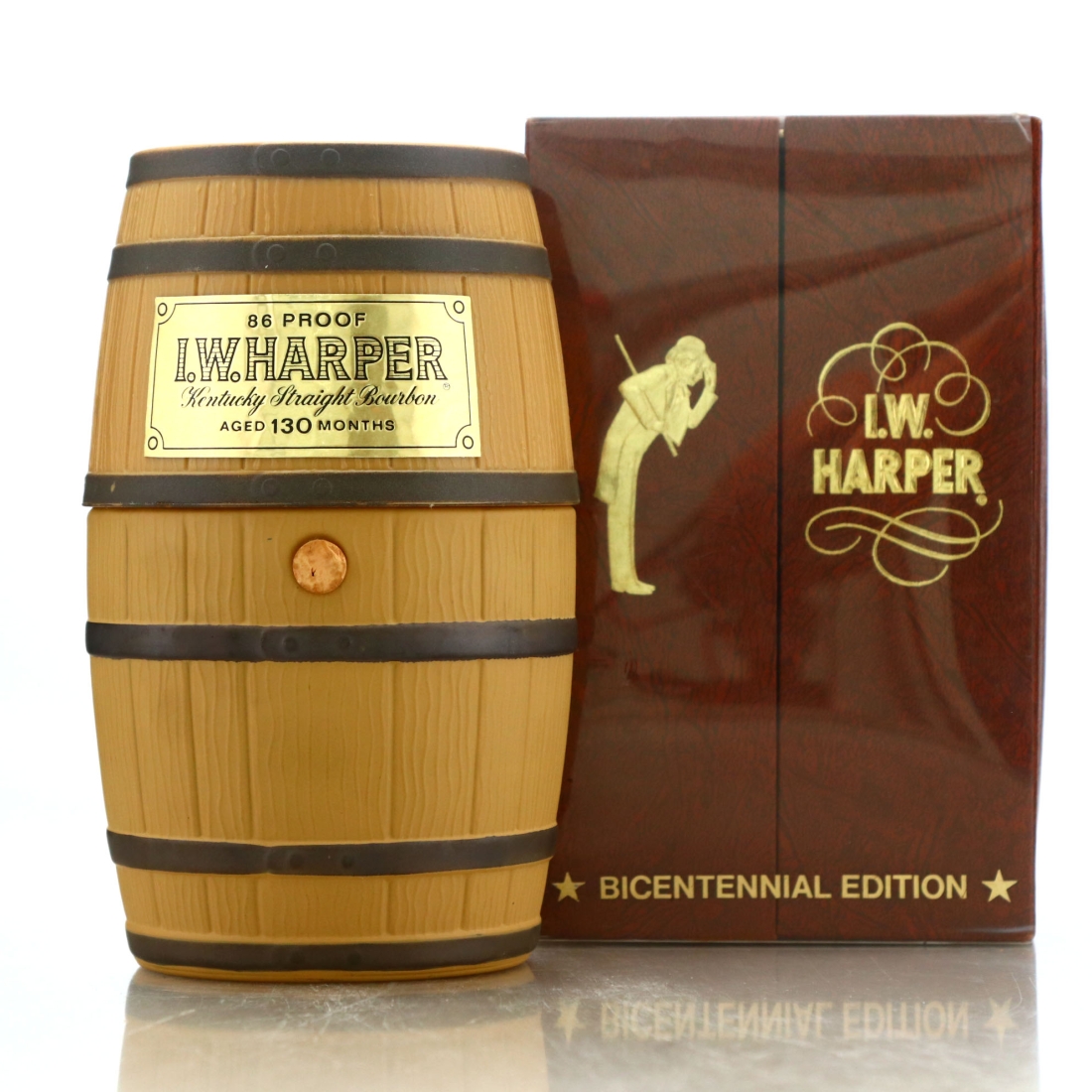 I.W. Harper 130 Month Old Kentucky Straight Bourbon Barrel Decanter 1980s