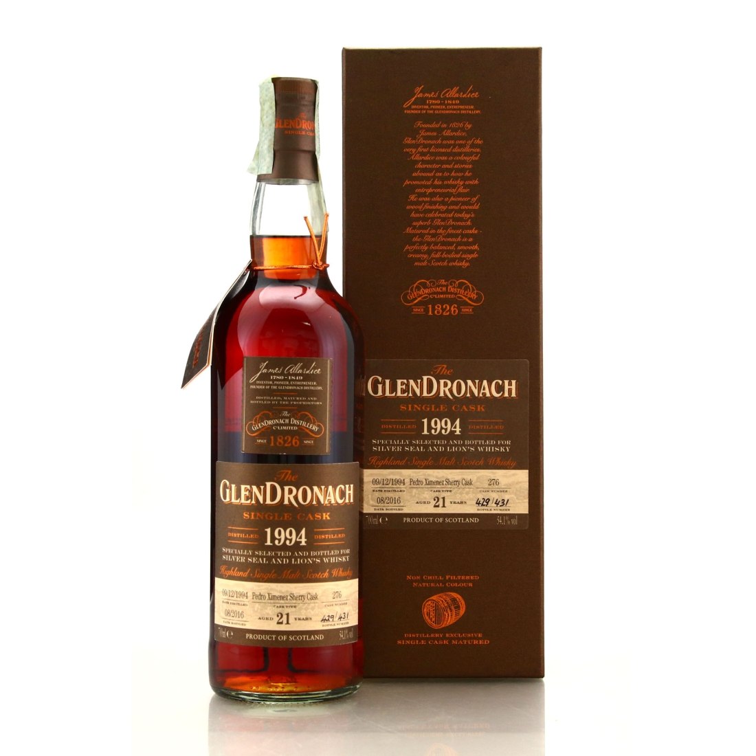 Glendronach 1994 Single PX Cask 21 Year Old #276 / Silver Seal & Lion's Whisky
