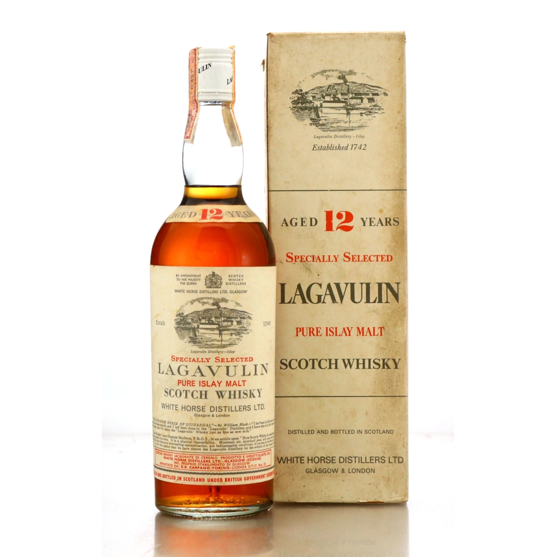 Lagavulin 12 Year Old White Horse 1970s / Carpano Import