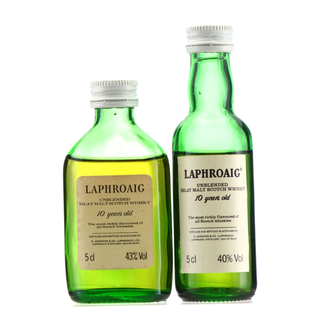 Laphroaig 10 Year Old Miniature 1980s x 2