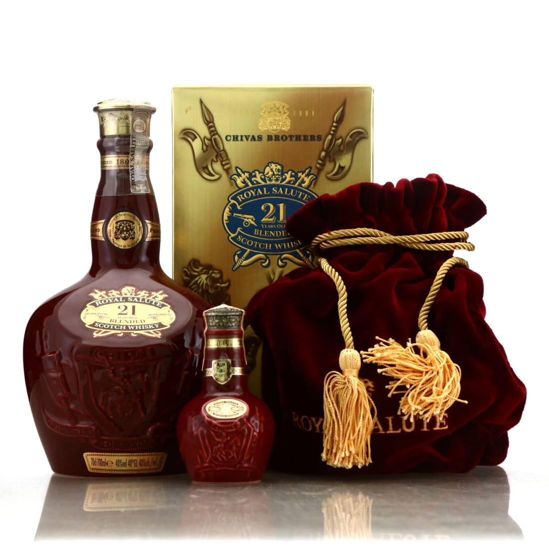 Chivas Royal Salute 21 Year Old Ruby Flagon / includes Miniature
