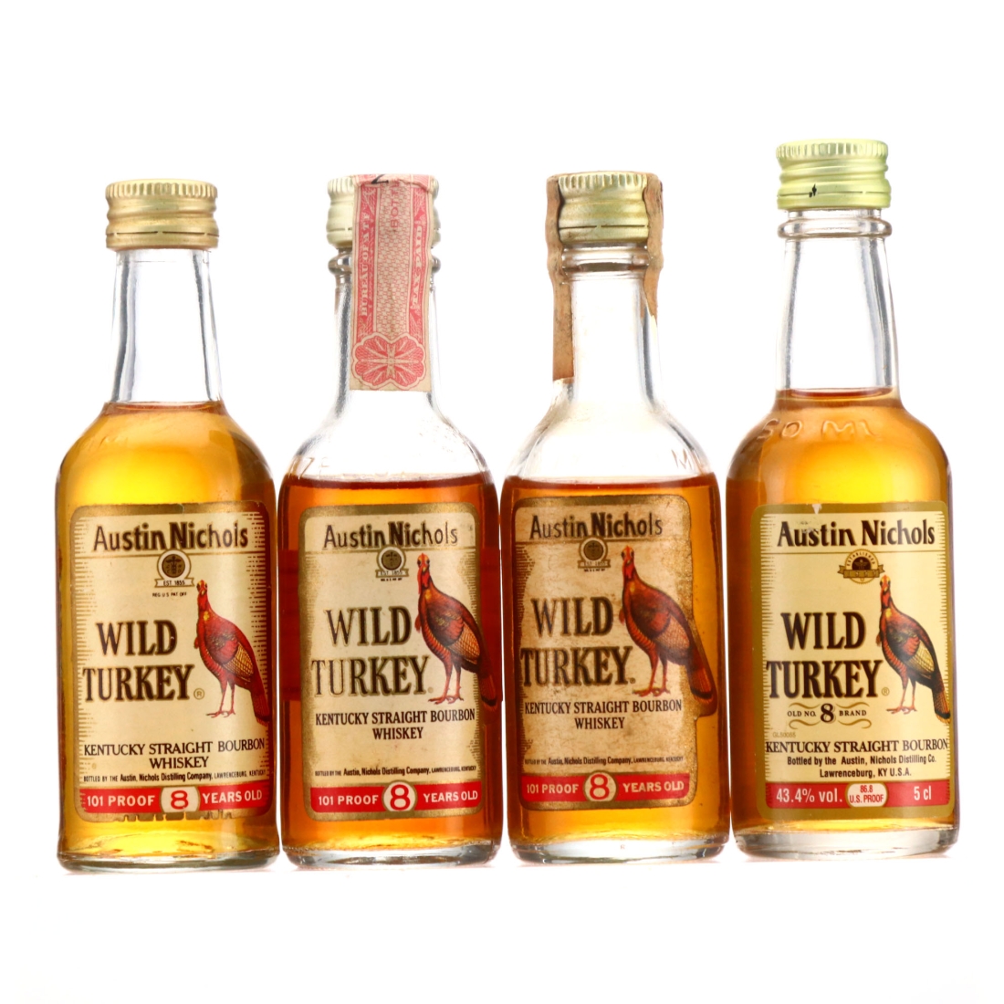 Wild Turkey Miniature x 4 1970s