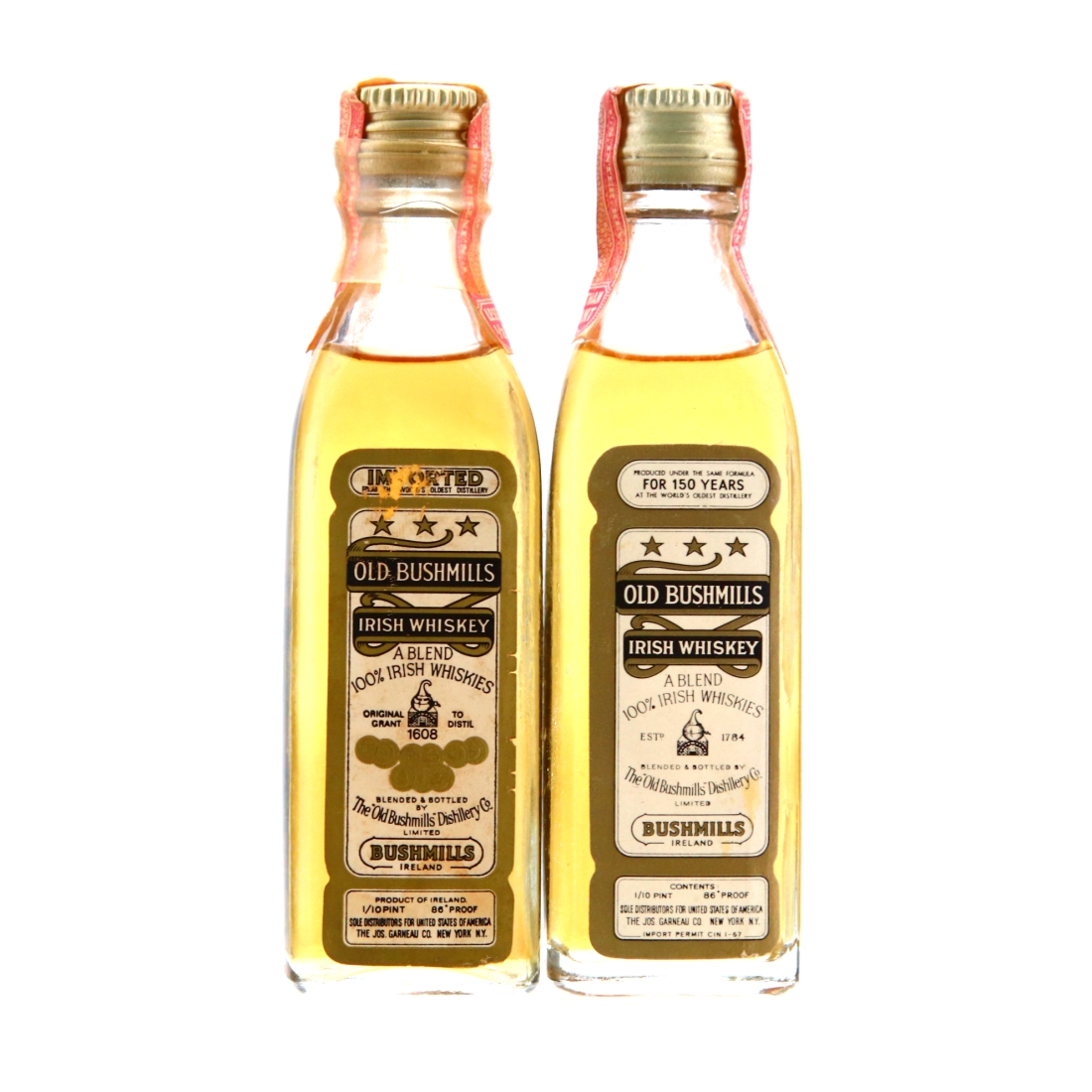 Bushmills Miniature 1960s x 2