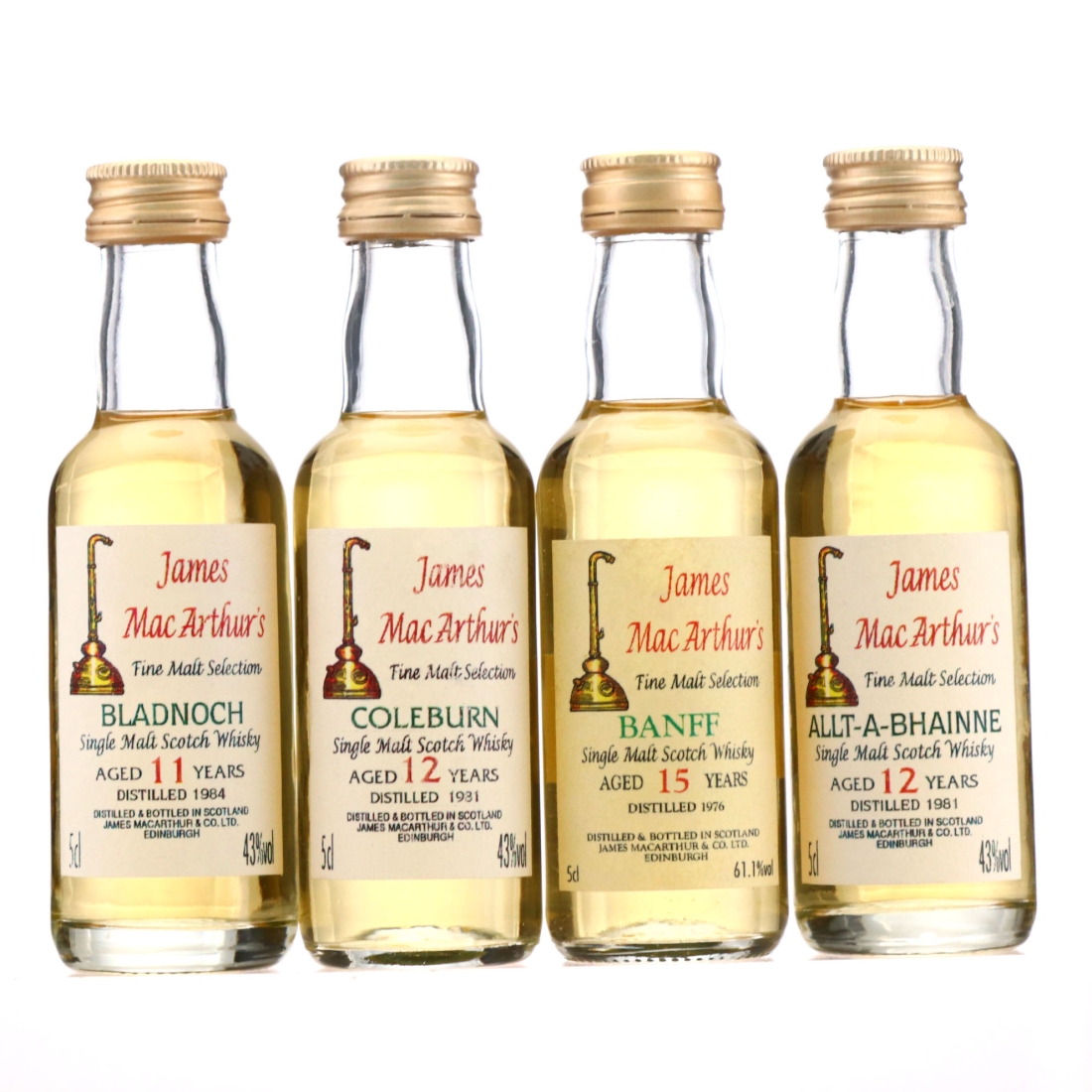 James MacArthur Fine Malt Selection Miniature x4 / Includes Coleburn 1931