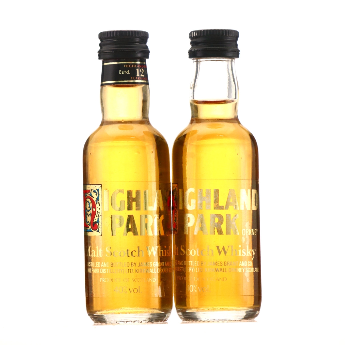 Highland Park 12 Year Old Miniature 1970s x 2