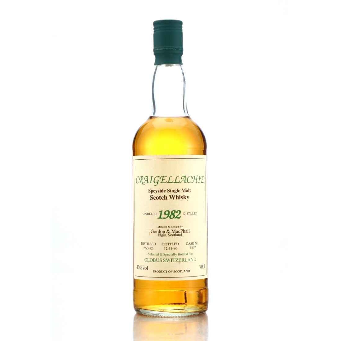 Craigellachie 1982 Gordon and MacPhail bottled 1996 / Globus, Switzerland