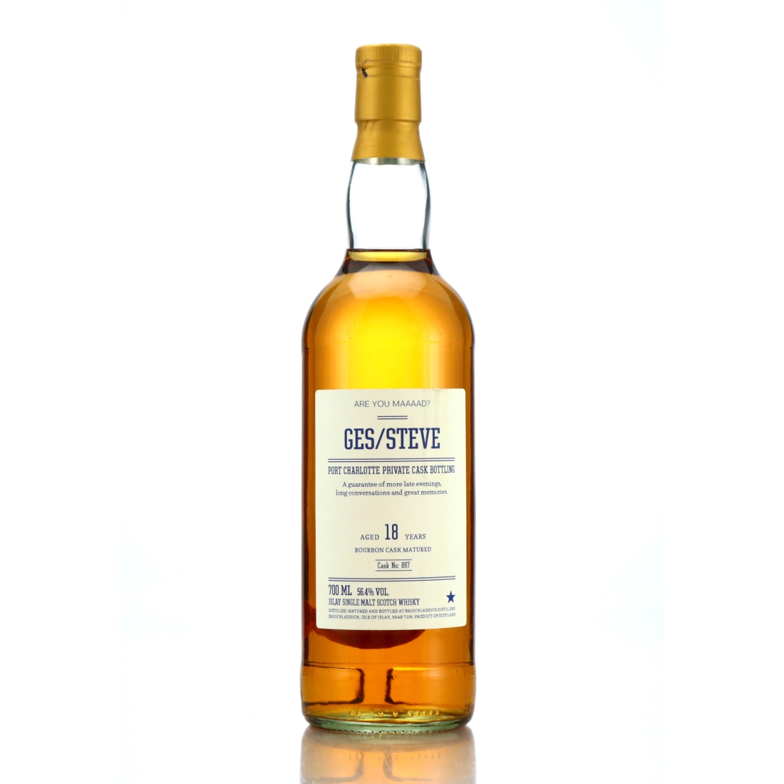 Port Charlotte 18 Year Old Private Bourbon Cask #897 / Ges/Steve