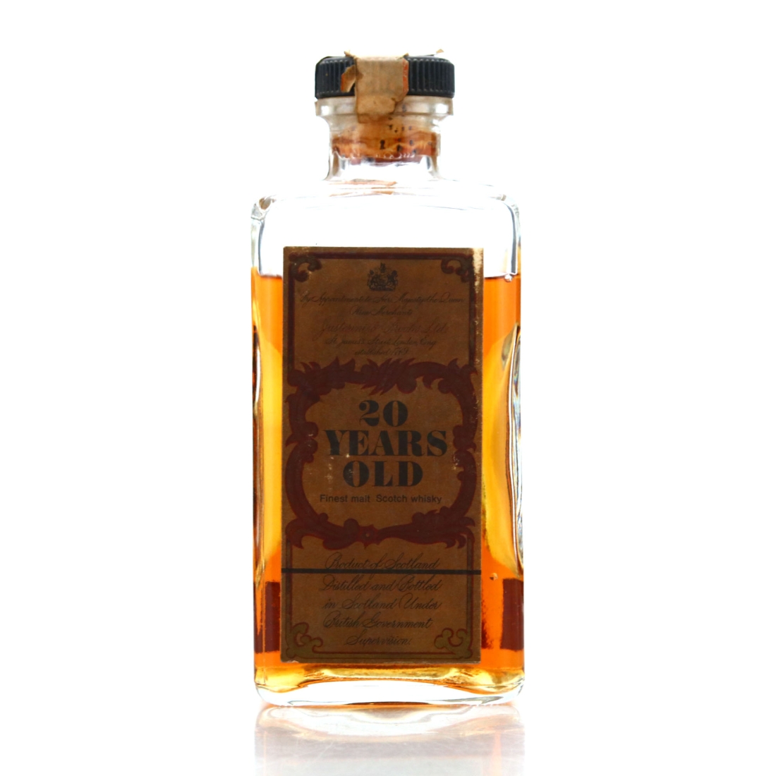 Justerini & Brooks 20 Year Old Finest Malt Scotch Whisky 1970s