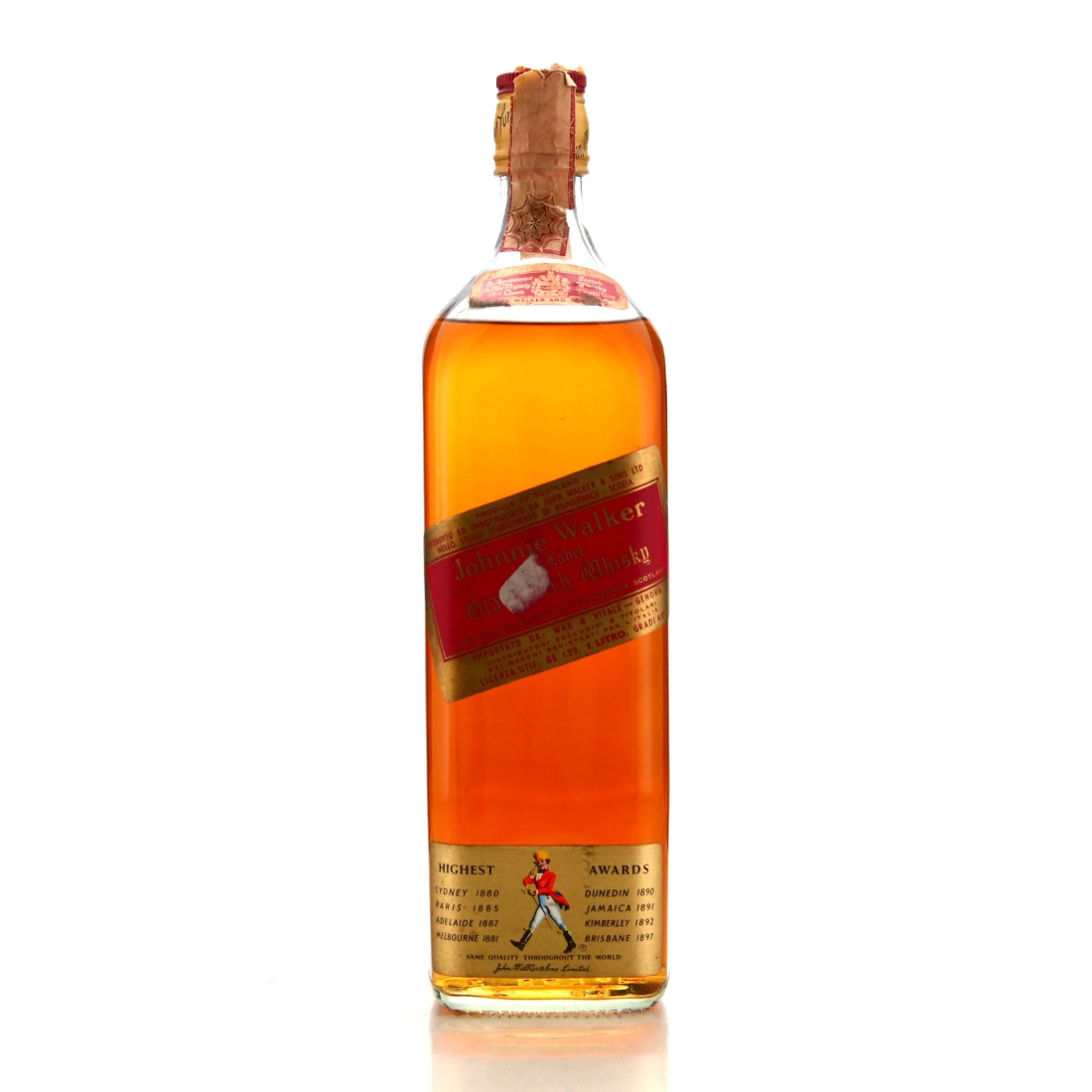 Johnnie Walker Red Label 1 Litre 1980s / Wax & Vitale Import