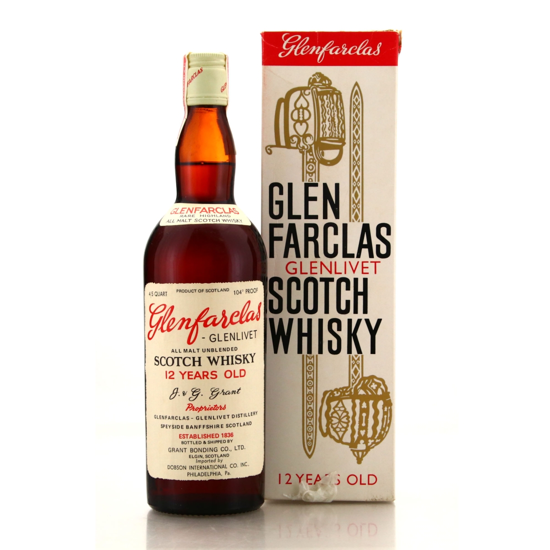 Glenfarclas 12 Year Old Grant Bonding Co 104 Proof 1970s / Dobson Import, US