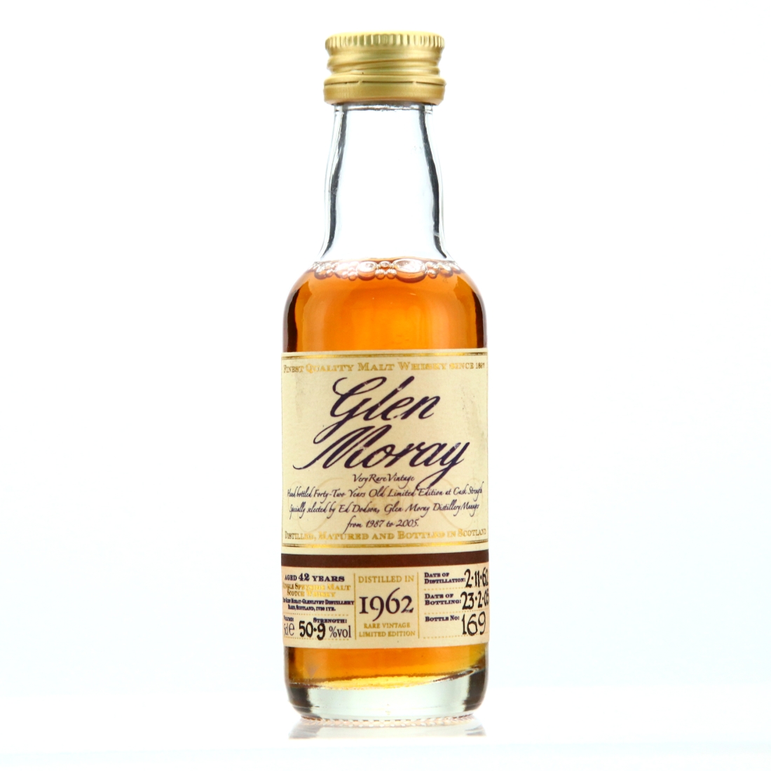 Glen Moray 1962 42 Year Old Miniature