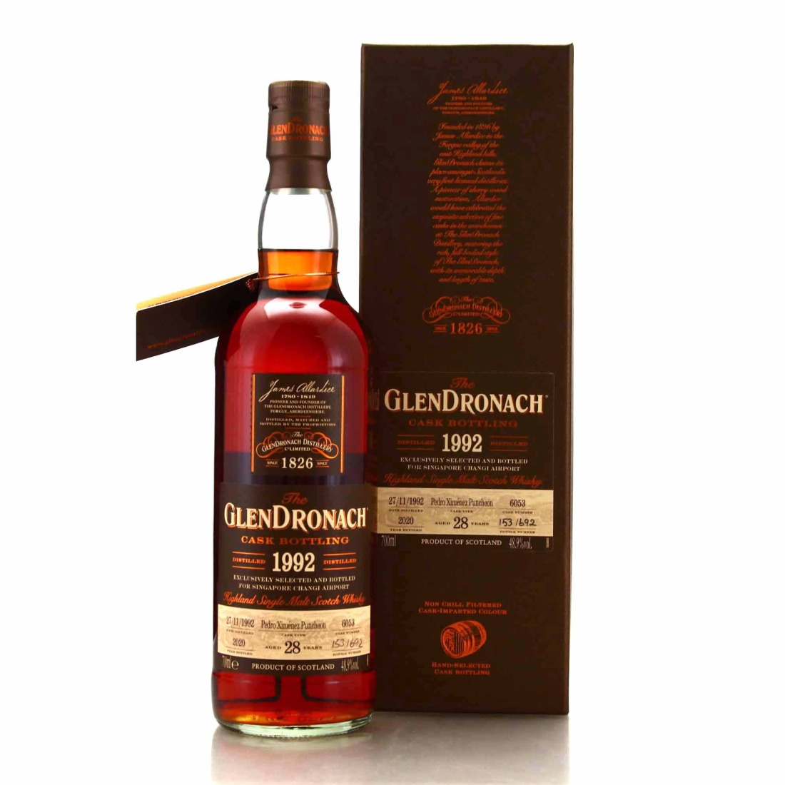 Glendronach 1992 Single PX Cask 28 Year Old #6053 / Changi Airport