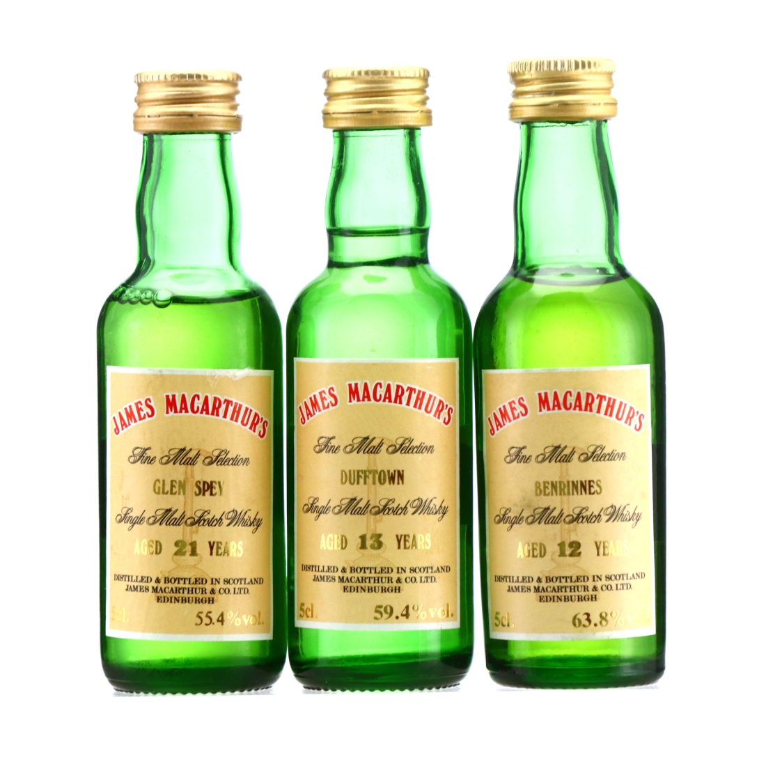 James MacArthur Speyside Miniature x 3 / Includes Glen Spey 21 Year Old