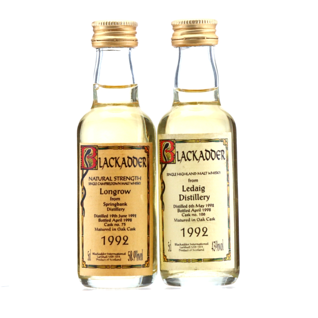 Ledaig & Longrow Blackadder Miniatures x 2