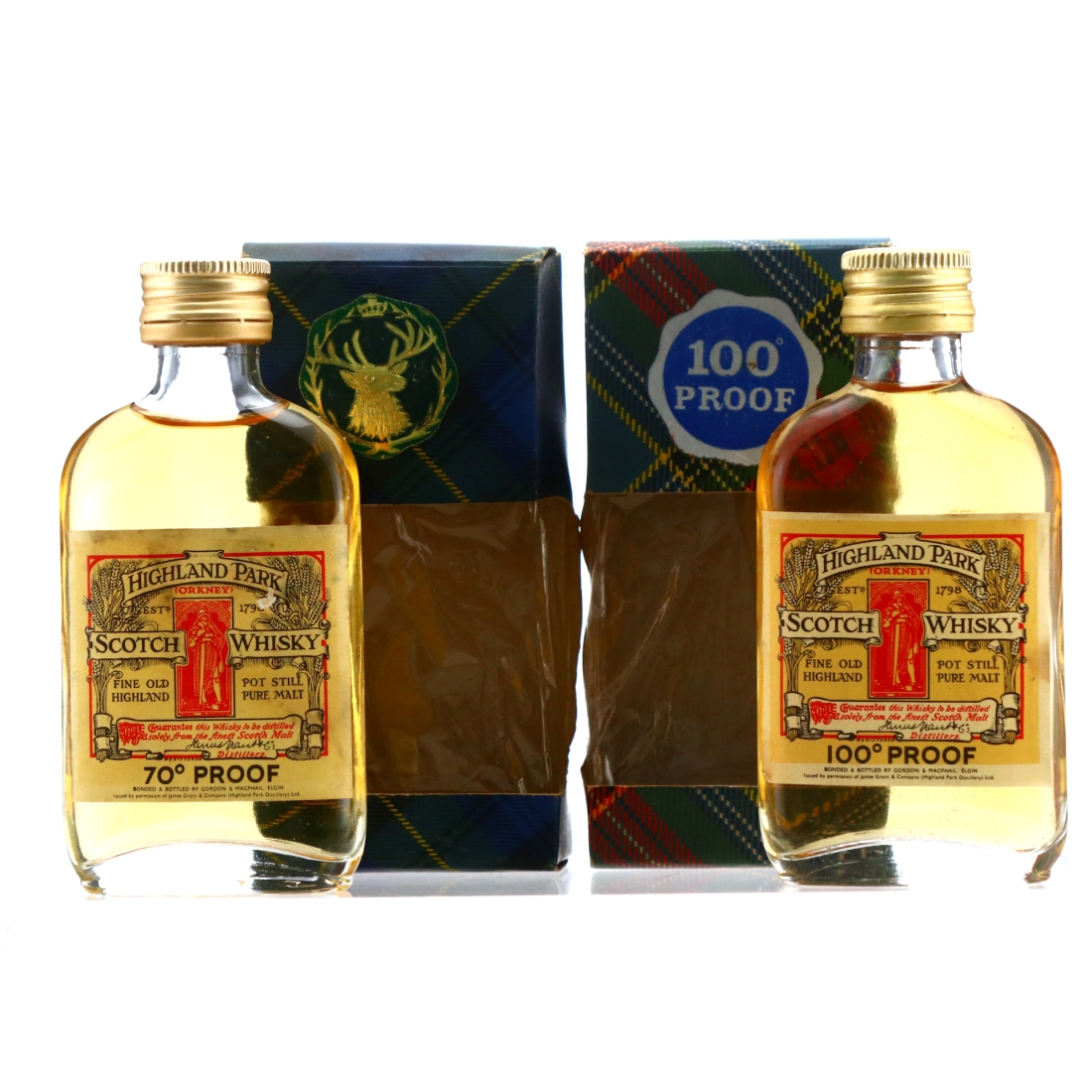 Highland Park Gordon & MacPhail Magnus Label Miniature 1970s x 2