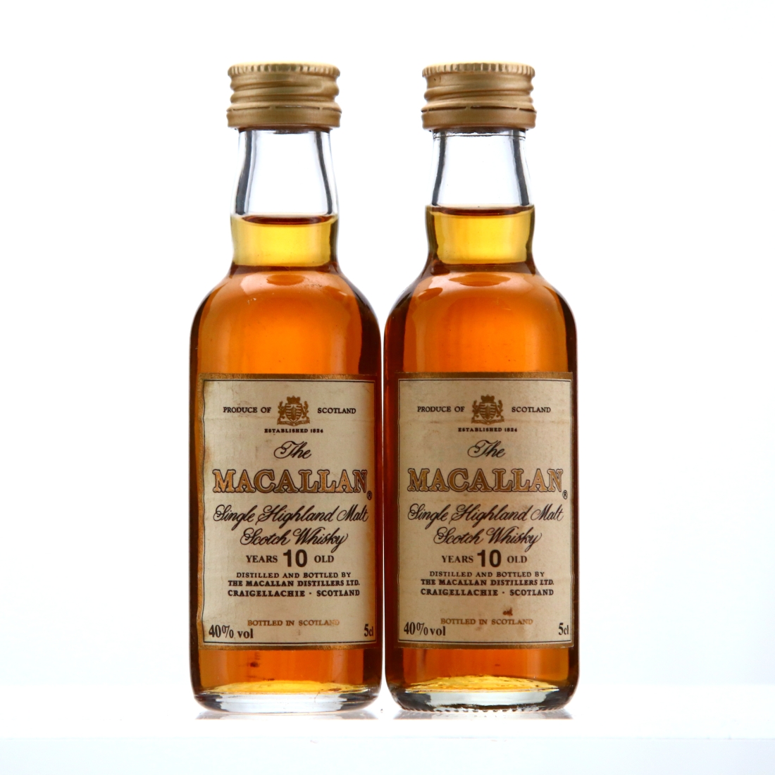 Macallan 10 Year Old Miniature 1990s x 2