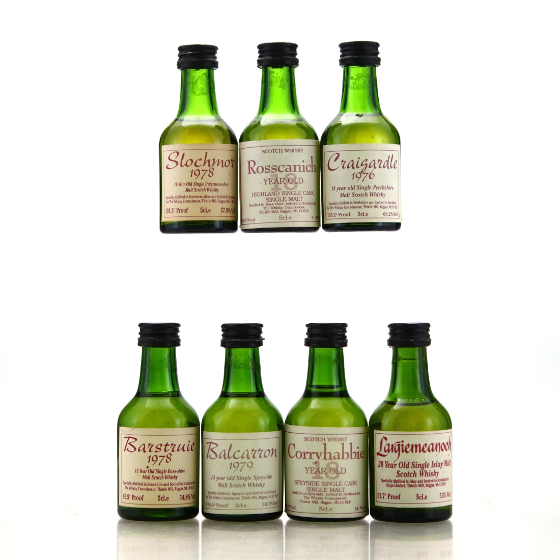 Whisky Connoisseur Miniature x 7 / includes Largiemeanoch