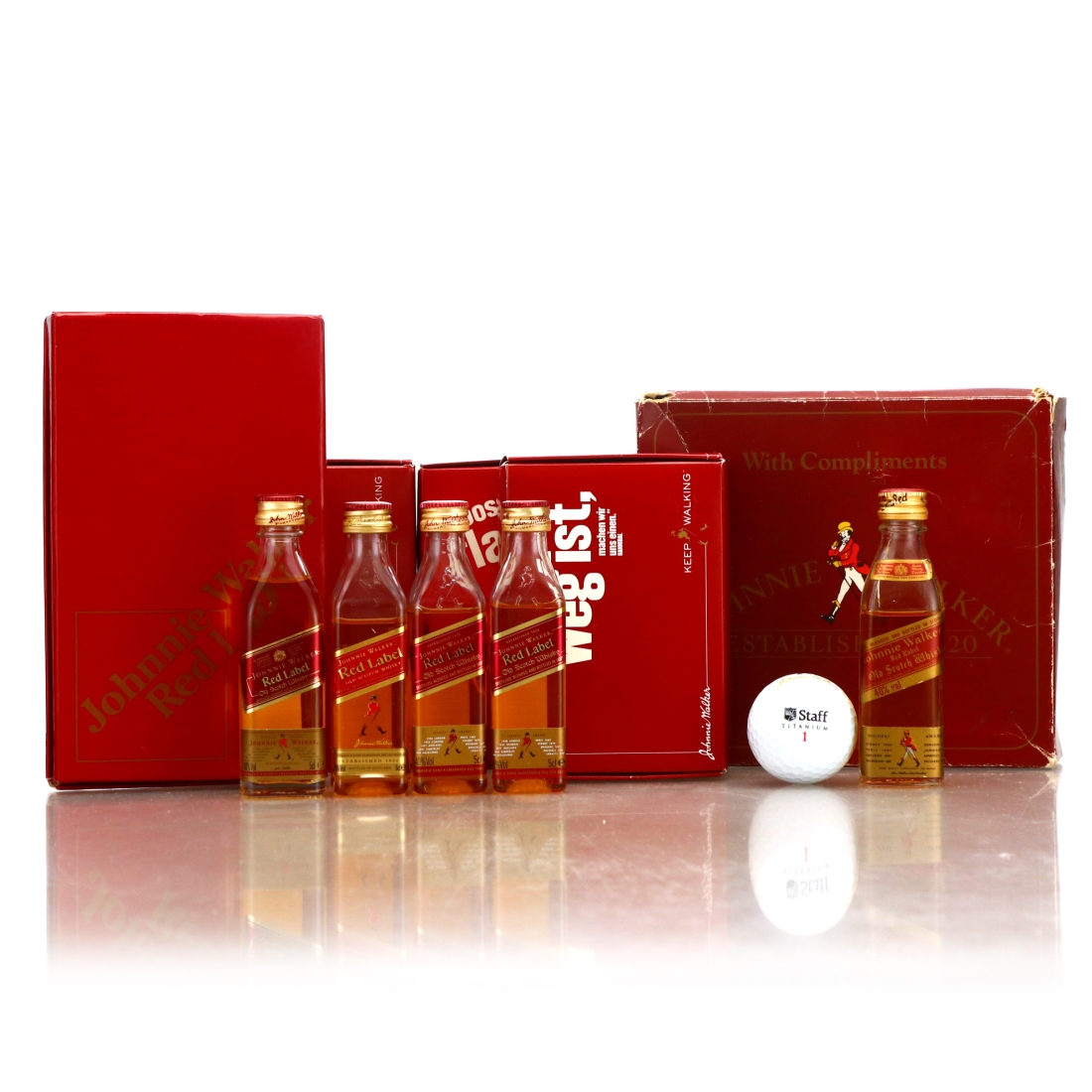 Johnnie Walker Red Label Miniature x 5 / Includes Golf Gift Pack
