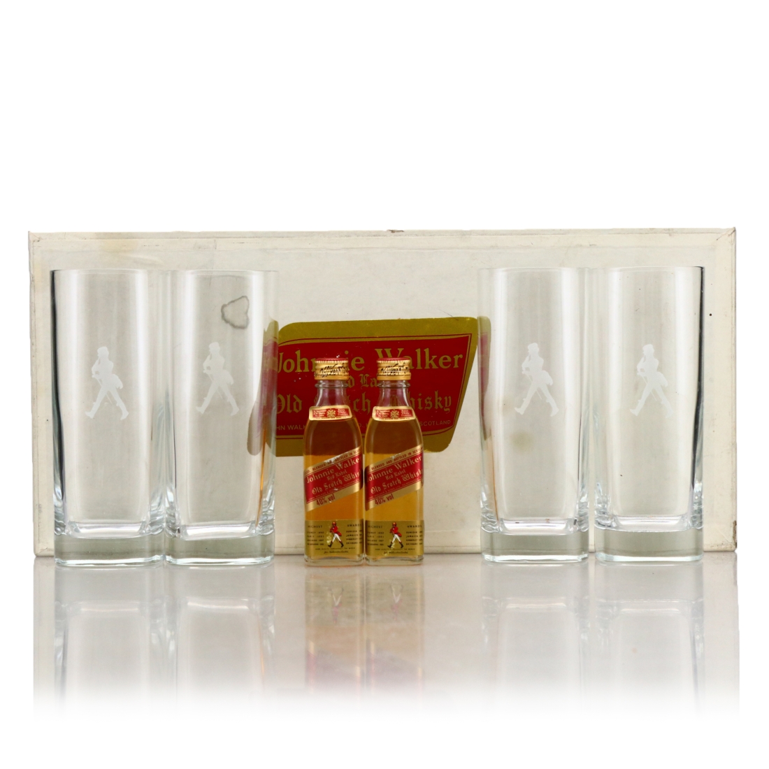 Johnnie Walker Red Label Miniature x 2 1970s / Glasses Gift Pack