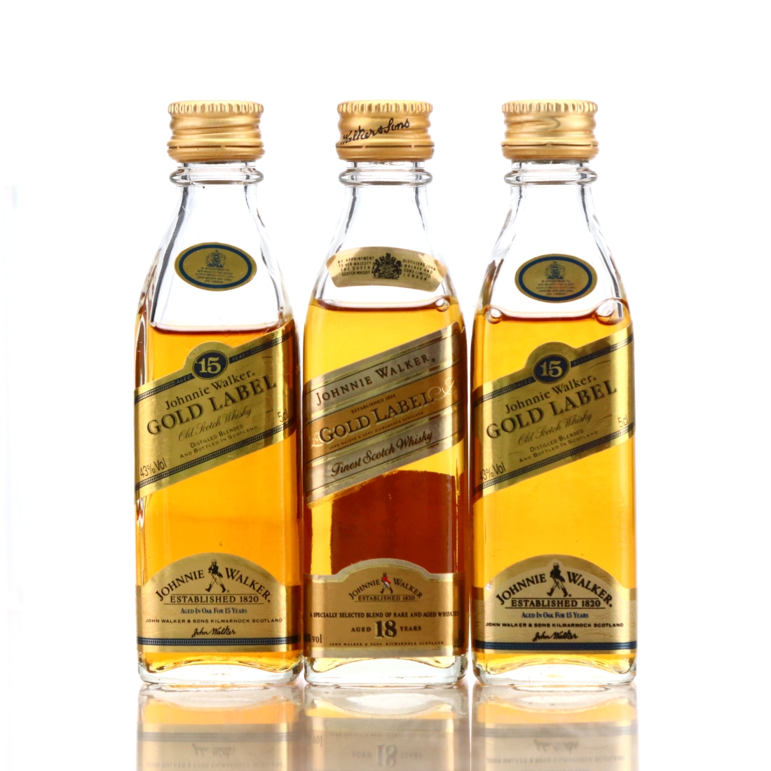 Johnnie Walker Gold Label Miniature x 3
